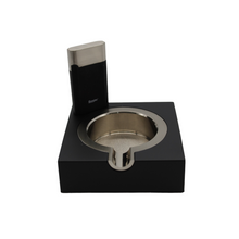 Load image into Gallery viewer, Black plastic ashtray with black lighter