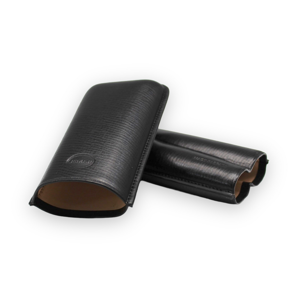 Cigar case. Oscaria black leather. 2 cigar. Medium size