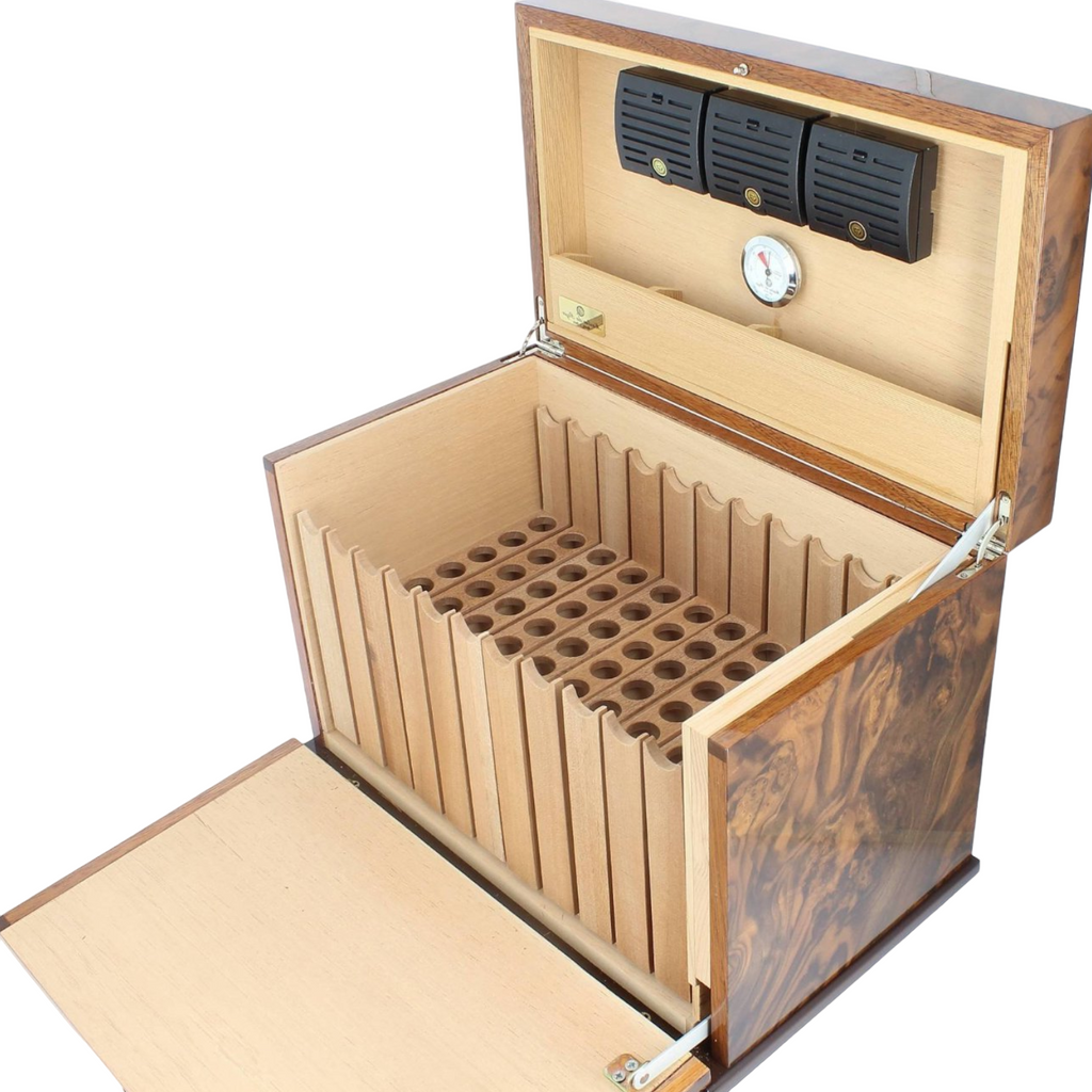 Cigar cabinet. Automatic display opener. 75 cigar